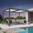 PURPLE LEAF Louvered Pergola 10' x 12' Patio Aluminum Pergola with White Adjustable Rainproof Roof Grey Frame Hardtop Gazebo for Outside Deck Backyard