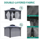 YITAHOME 10X10FT Polycarbonate Hardtop Gazebo Outdoor Patio Double Top Canopy Galvanized Iron Aluminum Column Garden Tent Curtains Netting for Backyards Decks Lawns,Gray