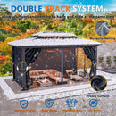 HOTEEL 10x15 Hardtop Gazebo with Heavy Duty Galvanized Steel Double Roof, Aluminum Frame, Flame-Resistant Curtains and Netting, Outdoor Permanent Pavillon for Backyard, Black