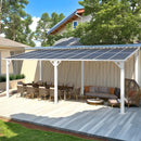 AECOJOY 20' x 10' White Outdoo Gazebo for Patio, Large Wall-Mounted Pergolas and Gazebos Clearance Hard Top 10x20 Lean to Metal Gazebo Shelter Patio Roof, Heavy Duty Awnings for Patio, Decks