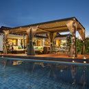 YOLENY Louvered Pergola 12x24, All Aluminum Pergola with Adjustable Rainproof Roof, Outdoor Pergola with Curtains and Nets for Patio & Garden, Dark Grey