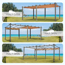 EROMMY Outdoor Retractable Pergola 12' x 20', Outdoor Aluminum Freestanding Shelter with Adjustable Sun Shade Canpoy for Patios, Beige
