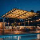 AECOJOY 16' x 10' Gazebo Outdoor Pergola for Patio,10x16 Pergola Carport, Freestanding Lean to Hardtop Gazebo, Pergolas and Gazebos Clearance with Roof, Wall-Mounted Heavy Duty Awnings for Patio
