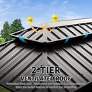 6x10FT Hardtop Grill Gazebo, Outdoor BBQ Gazebo with Double Galvanized Steel Roof, Patio Grill Canopy with 2 Storage Cabinets and Ceiling Hooks for Backyard, Lawn, Garden,Brown