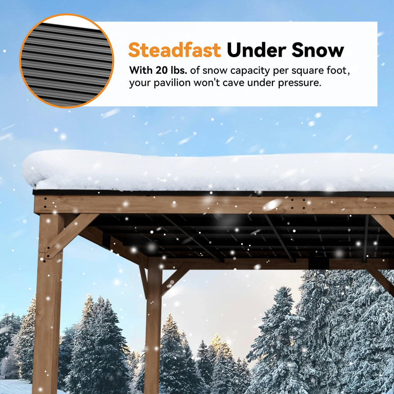 Modern Shade Supreme Cedar Wood Gazebo 12' x 20' with Hardtop Slope Roof, Wooden Grill Gazebo with Durable and Rot-Resistant, Supports Snow Loads and High Wind Speeds, Ideal for Backyard, Deck, Garden