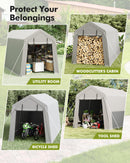 10 x 15 ft Portable Carport, Storage Shed with Heavy Duty Waterproof Tarp & 2 Roll-Up Zipper Doors, Ideal Tent for Motorcycles, Bikes, Garden Tools, and Firewood