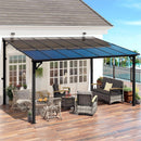 MEISSALIVVE 10' x 14' Pergola with Sloped Roof, Lean to Metal Awning for Outdoor Patio, Deck, Black