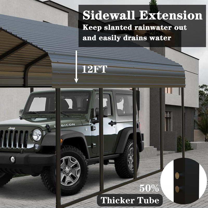 RITERYIFER RV Metal 10x20FT Carport Canopy Heavy Duty Carports Kits for Garage,Aluminum Car Ports with Steel Shelter Frame Cover for Car or Boats