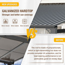 EBE 12' x 12' Hardtop Gazebo, Heavy Duty Lean to Metal Gazebos Outdoor Pergola, Wall Mounted Gazebo with Galvanized Steel, Patio Roof Awning for Patio, Deck, Backyard