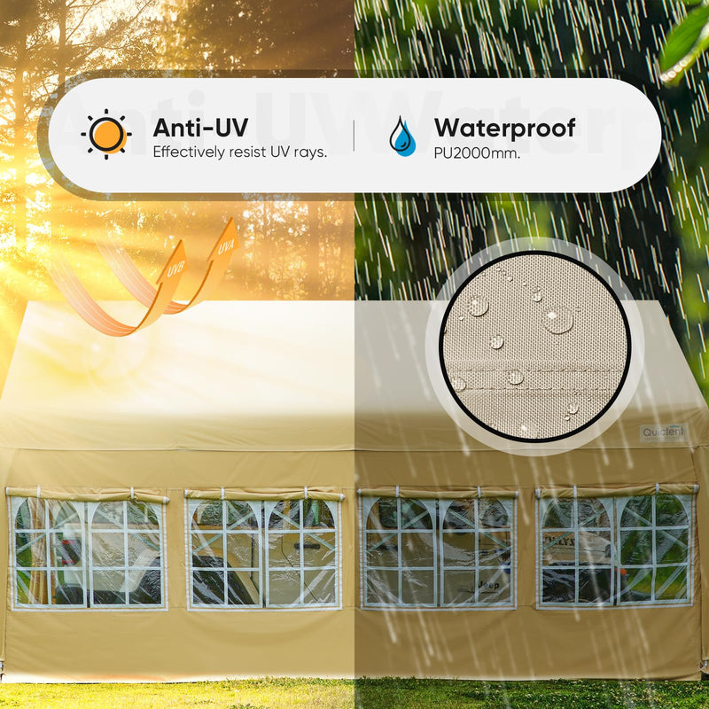 Quictent 13'X20' Retractable Party Tent with Wheels Movable Heavy Duty Carport Garage with Transparent Windows and Curtains