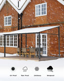 GarveeLife 12' x 16' Lean to Gazebo, Hardtop Wall Pergola with Polycarbonate Roof, Aluminum Frame Mounted Gazebo for Lawn Patio Deck Yard and Party