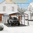 12' x 20' Heavy Duty Metal Carport with Galvanized Steel Roof, Metal Roof Carport with Enhanced Base, Tall Metal Carport Kits Garage for Tractors, Pickup, Boat, Car
