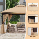 ABCCANOPY Outdoor Gazebo 11x13 with Netting - Double Roof Patio Gazebos for Backyard Garden Deck Lawn, Beige