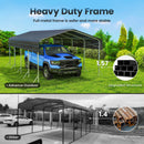 Heavy Duty Metal Carport, Reinforced Frame and Roof for All-Weather, Outdoor Galvanized Car Port with Enhanced Base for Car, Boats (Gray, 12x20 FT)