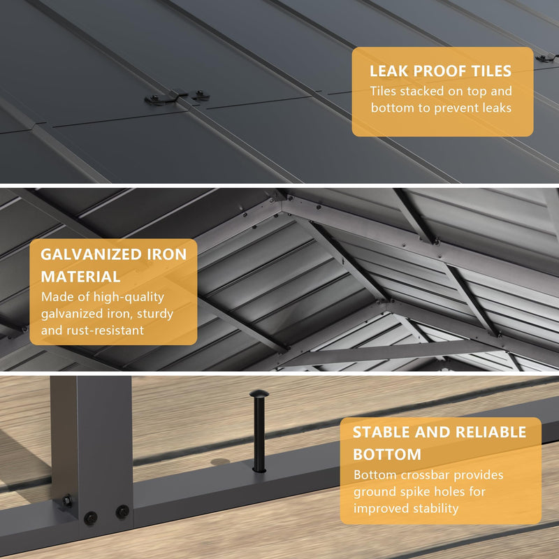 ALAULM 12x22 FT Heavy Duty Carport with Galvanized Steel Roof and Enhanced Frame, Durable Metal All Weather Carport Garage for Cars,Trucks,Boats,and Tractors