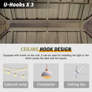 Domi Hardtop Gazebo 12x20FT, Outdoor Gazebo with Galvanized Steel Double Roof, Aluminum Frame, Built-in Gutter System, Curtain and Netting, Metal Gazebo Pavilion for Patio Deck Garden, Brown