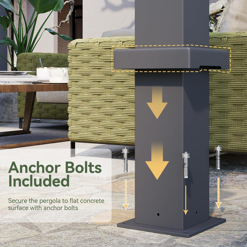 Aoxun Louvered Pergola 12' x 16' Outdoor Aluminum Pergola with Adjustable Top for Decks, Gardens and Backyards, Gray