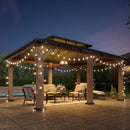 Aoxun 12' x 16' Outdoor Wood Gazebo, Hardtop Gazebo Permanent Wooden Pavilion with Galvanized Steel Double Roof, for Patio, Garden, Backyard, Cedar Wood