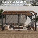 TLSUNNY 14' X 10' Gazebo for Patio with Sloped Roof, Large Wall-Mounted Heavy Duty Patio Awning, Hardtop Outdoor Aluminum Pergola, Metal Frame, for Backyard, Porch, Deck, Lawn