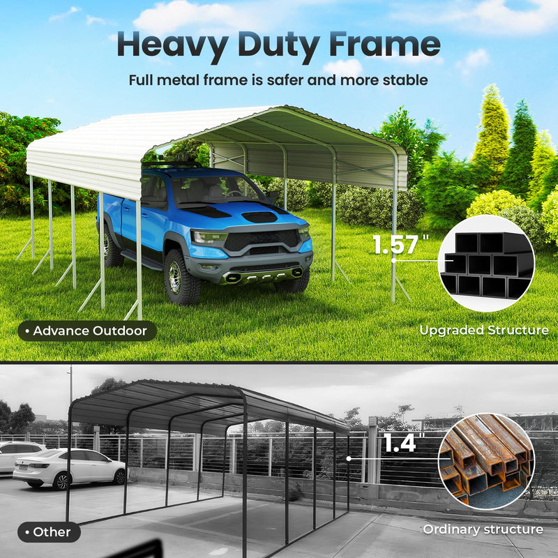 12x20 Carport, Heavy Duty Metal Car Port, All-Weather Protection, Easy Assembly for Cars, Trucks, Boats, Tractors, and Outdoor Storage