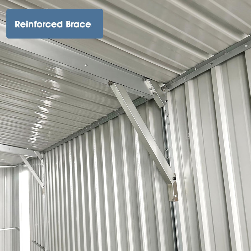 Dark Grey Outdoor Storage shed 20x10 feet, Outdoor carport, Metal Garden shed, Backyard Utility Room Building, with 2 Doors and 4 Ventilation Openings