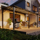 Aoxun 10' x 14' Lean to Gazebo, Upgraded Hardtop Outdoor Pergola with Sloping Galvanized Steel Roof, Large Wall-Mounted Heavy Duty Awnings for Patio, Backyard, Deck, Porch (Black)