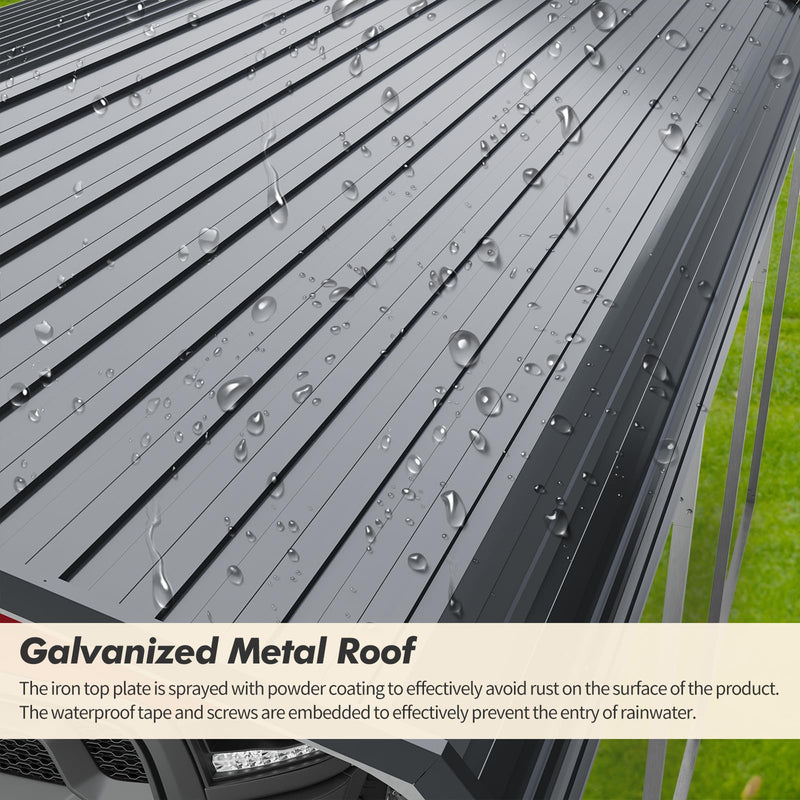 10x15 FT Metal Carport Shed,Heavy Duty Carport with Galvanized Steel Roof & Frame, Permanent All-Weather Shelter for Cars, Motorcycles, ATV, Boats, and Tractors