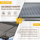 EBE 20' x 12' Hardtop Gazebo, Large Wall Mounted Gazebos Pergola on Clearance, Lean to Gazebo with Galvanized Steel Roof, Heavy Duty Metal Awning for Patio, Porch, Deck