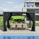 10'×13' Outdoor Louvered Pergola, Aluminum Outdoor Louvered Pergola Patio with Adjustable Roof for Outdoor Deck, Backyard, Garden (10x13FT with Curtain)