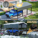 Carport Metal 10x15 FT, Heavily Reinforced Car Garage Kit with Extra Crossbeams Kits, Auto Shelters with Steel Roof and Enhanced Base, Snow Resistance Vehicle Shed, Ports for Tractors,Boat,Truck
