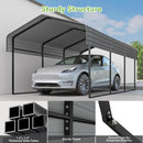 Real Relax 10X15 FT Metal Carport, Heavy Duty Carport Canopy with Galvanized Steel Roof, Outdoor Garage Car Shelter Shade for Car, Truck and Boats, Gray
