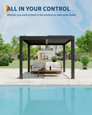 GarveeLife Louvered Pergola 10 ft x10', Outdoor Pergola with Adjustable Louvered Roof, Reinforced Aluminum Frame, Integrated Drainage System, Hardtop Gazebo for Patio, Deck, Gray