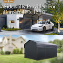 Carport Car Port Metal Canopy 10x15 ft Heavy Duty for Snow, Portable Garage Kit Shed Tent Shelter Metal Frame All Weather Outdoor for Boat with Removable Sidewalls, Dark Grey, Sophia & William