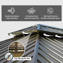 Domi Hardtop Gazebo 12x20FT, Outdoor Gazebo with Galvanized Steel Double Roof, Aluminum Frame, Built-in Gutter System, Curtain and Netting, Metal Gazebo Pavilion for Patio Deck Garden, Brown