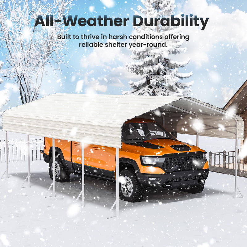 12x20 Carport, Heavy Duty Metal Car Port, All-Weather Protection, Easy Assembly for Cars, Trucks, Boats, Tractors, and Outdoor Storage