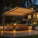 AECOJOY 12' x 10' Gazebo, Outdoor 10x12 Pergola Carport for Patio, Freestanding Lean to Hardtop Gazebo, Pergolas and Gazebos Clearance with Roof, Wall-Mounted Heavy Duty Metal Awnings for Patio, Decks