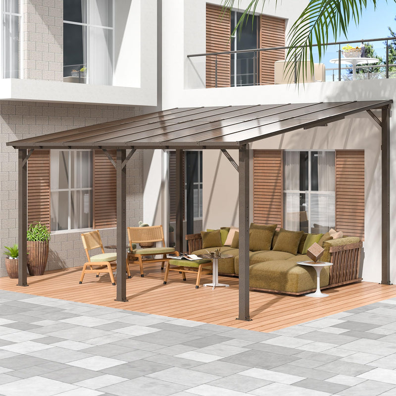 VIWAT 10' x 14' Gazebo, Outdoor Gazebos on Clearance with Aluminum Frame, Wall Mounted Gazebo & Pergola, Lean to Gazebo Awnings for Patio, Decks, Porch and Backyard