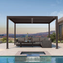 PURPLE LEAF 10' x 12' Louvered Pergola Outdoor Adjustable Louvre Shade Modern Patio Aluminum Pergola with Retractable Roof for Deck Backyard Garden Hardtop Gazebo