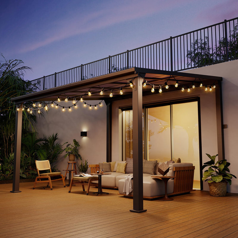 Patiopia 10 * 12FT Pergola,4 * 4 Inch Thickened Pillars & Enlarged Base,Outdoor Hardtop Lean to Gazebo,Wall Mounted Pergola,Pergolas Gazebos Clearance,Aluminum Frame Pergola,UV Resistant Patio Roof