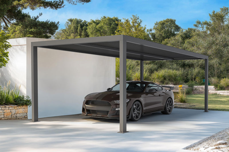 PURPLE LEAF Louvered Pergola 12' x 16' Outdoor Full Aluminum Pergola with Adjustable Rainproof Roof Modern Retractable Patio Hardtop Gazebo for Deck Backyard Garden Slate Grey