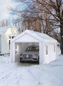 Hipicute 12' x 20' x 11' Heavy-Duty Portable Garage with Canopy Roof, Front and Back Doors, Roll-Up Windows, Portable Carport Reinforced Structure for Cars, Trucks, Boats, and Parties - White
