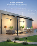 GarveeLife 12' x 16' Lean to Gazebo, Hardtop Wall Pergola with Polycarbonate Roof, Aluminum Frame Mounted Gazebo for Lawn Patio Deck Yard and Party