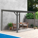 Domi 8' x10' Lean to Gazebo with Upgraded Drainage System, Wall Mounted Gazebo Hardtop Galvanized Steel Sloping Roof for Patio Deck Backyard Lawn Party（Gray）