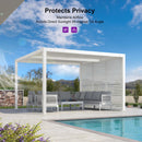 PURPLE LEAF Outdoor Louvered Pergola Accessory Aluminum Shutter Wall Divider Side Shade Privacy Screen Three Panels a Complete 12' Side Fixed Louvered Wall, Pergola Not Included