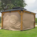 CHARMELEON 10'x12' Wood Gazebo,Patio Cedar Wood Gazebo with Mosquito Netting and Curtains, Galvanized Steel Hardtop Pavilion for Outdoor, Garden, Deck