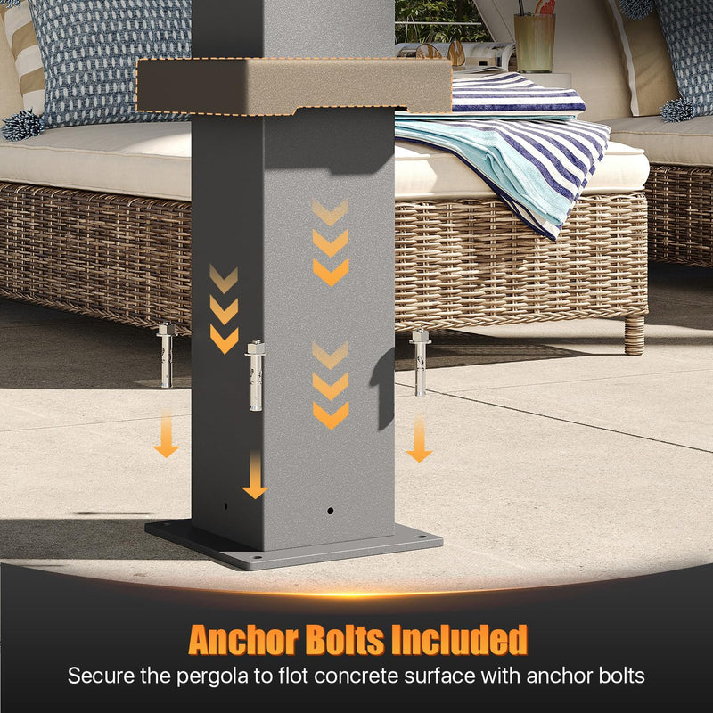 Jolydale Louvered Pergola 10' x 12' Outdoor Aluminum Pergola with Adjustable Top for Decks, Gardens and Backyards, Gray