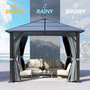 GARTOO 10’x10’ Patio Hardtop Gazebo with Polycarbonate Roof, Waterproof Outdoor Canopy Gazebo, Steel Frame Permanent Pavilion with Curtains and Netting, Perfect for Backyard, Patio, Lawn, Garden