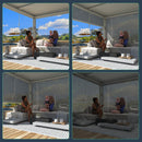 YOLENY Electric Louvered Pergola 10x13, Solar and Electric Powered, Integrated LED and 4 Side Screens, Full Aluminum Frame and Louvers, Adjustable Rainproof Roof for Outdoor Living, White