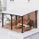 HOGYME 10x14 FT Gazebo, Outdoor Gazebos on Clearance with Updated Frame Structure and Roof, Hard Top Lean to Gazebo Pergola, Wall Mounted Awnings for Patio, Deck, Lawn and Backyard