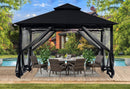 ABCCANOPY Gazebos for Patios 10x12 - Outdoor Steel Frame Gazebo with Mosquito Netting for Lawn Backyard Garden Deck (Black)